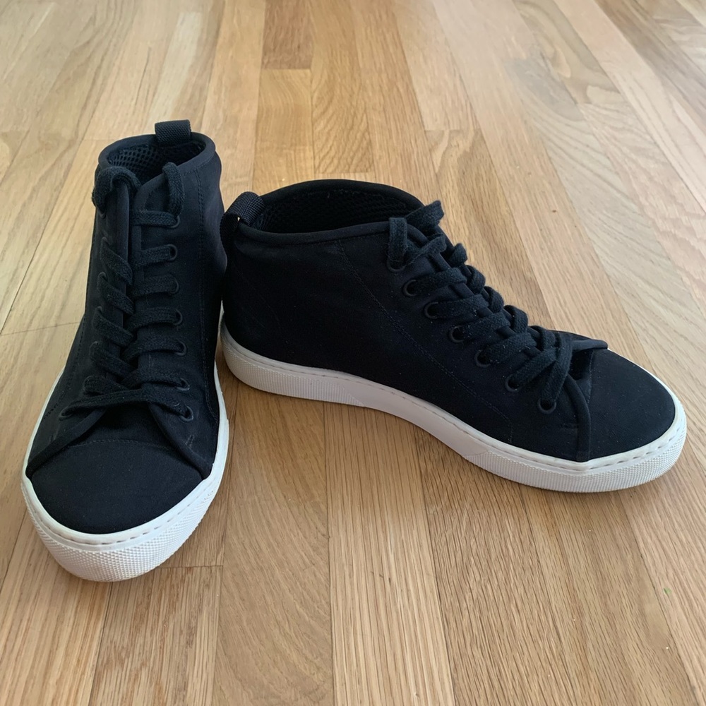 JAMES PERSE LA $395 Black Carbon Nylon Scuba Mid-Top Shoes Sneakers size 8